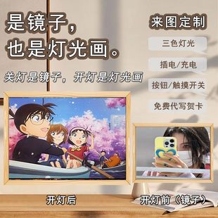 Высокая зеркальная световая живопись DIY детектив Конан Xinxin Xiaolan креативная светящаяся декоративная живопись ночник для спальни