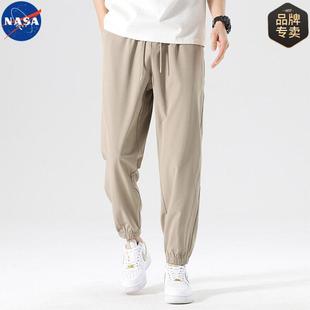 NASA Brand 2025 Spring and Summer High Quality Ice Silk Nine-legged Casual Pants Loose Straight Leg Pants
