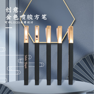 Foreign trade explosions plastic square ballpoint pen spray glue LOGO color advertising promotion Hotel signature pen