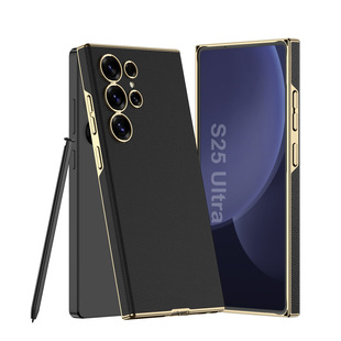 Применимо для Samsung S25Ultra Гальваника изогнутый кожаный чехол для мобильного телефона новый s25p расширенный сенсорный анти-падение защитный чехол