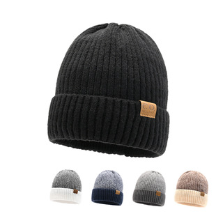 Winter New Men's Knitted Hat Outdoor Cold-proof fleece-lined Warm-keeping Thickened Pullover Wool Hat Riding Ear Protecting Foreign Trade