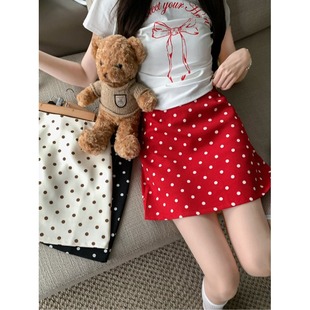 Fashion Design Wave Dot Skirt Women's Summer 2025 New All-match High Waist A- line Skirt Elegant Hip Skirt