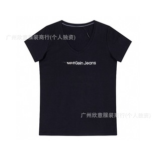 2025SS European and American Fashion Brand Summer New K Family Letter Printing V-Neck Casual Loose All-match Men's and Women's Short-sleeved T