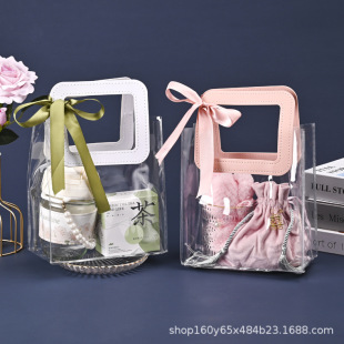 Spot Internet Celebrity Transparent Handbag Fashion Transparent Shopping Tote Daisy Creative Wedding Holiday Gift Bag