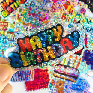 Rice Dot Laser Stickers Customized Size Rice Dot Cartoon Special-Shaped Half-Full Cut Stickers Starting from One Piece Cross-Border Sticker Manufacturer