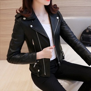 Wholesale 2022 Spring and Autumn New Korean Women PU Leather Women's Short Slim Fit Small Coat Biker Leather Jacket