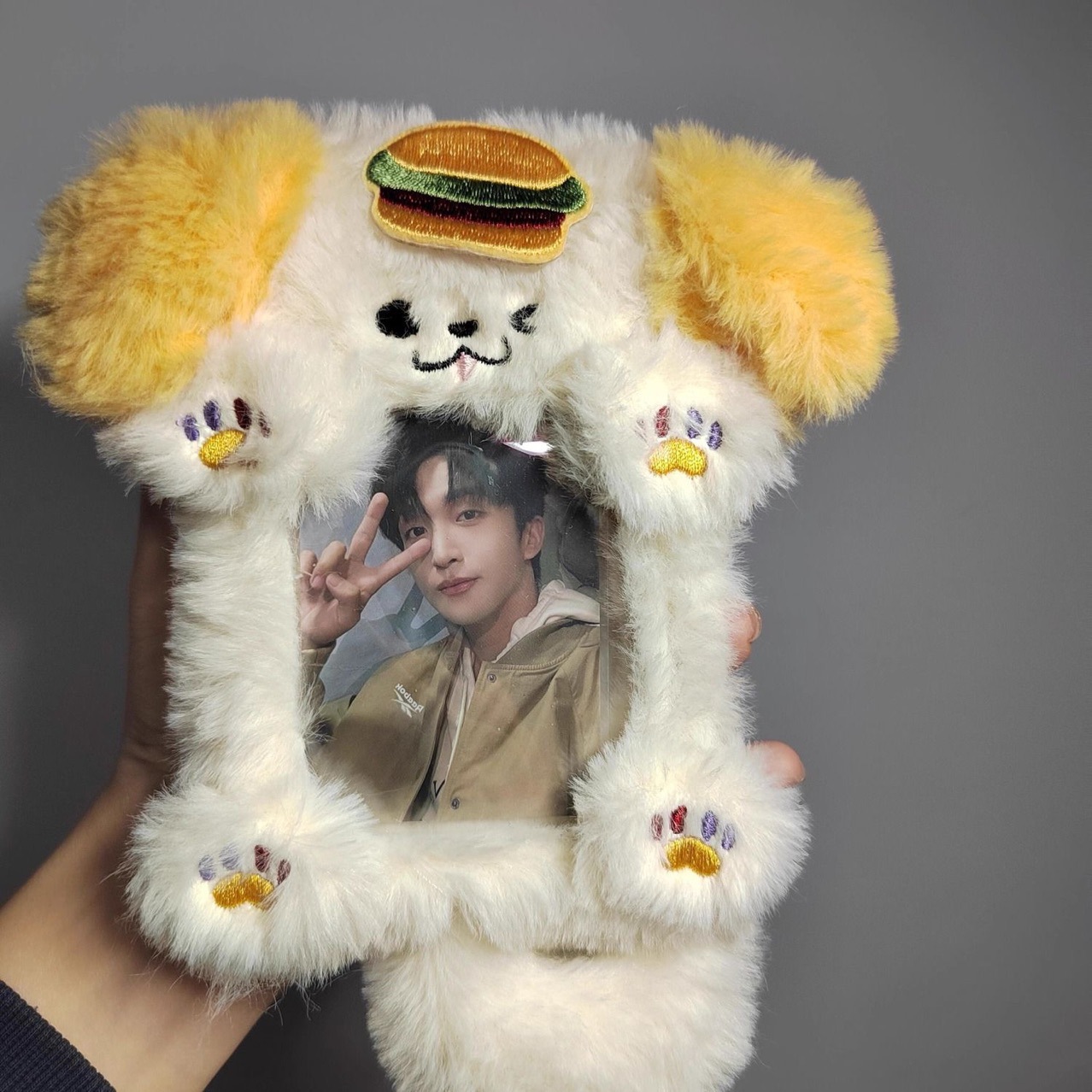 Huang Zihongfan Merchandise Burger Puppy Plush Card Holder 3inch Fan Card Storage Bag Decoration Pendant