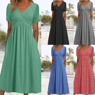 2023 Amazon Cross-border Summer New Short-sleeved dress European and American Women's Women's Women's Personality dress