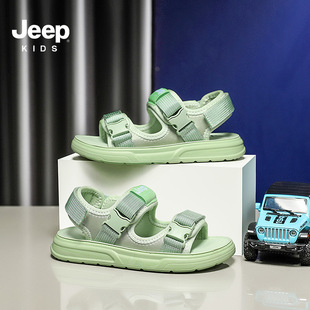 Сандалии Jeep 2024 Летние новые средние и средние дети мягкие подошвы нескользящие ботинки для мальчиков, пляжные ботинки для мальчиков, дикие удобные приливные ботинки