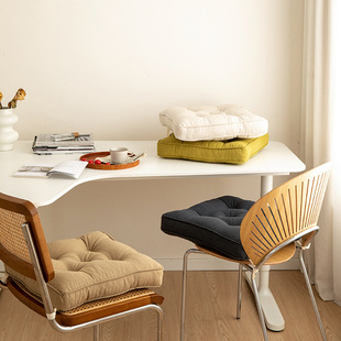 Nordic Cotton Linen Square Cushion Chair Thickened Solid Color Cushion Simple Ass Cushion Bay Window Seat Cushion Chair Cushion Fat Cushion