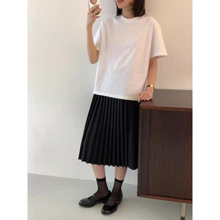 South Korea Dongdaemun egg2025 Spring Versatile Letter Embroidered Side Slit Loose Short-sleeved T-shirt