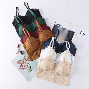1604# Thin Shoulder Strap Short Navel Breathable No Steel Rings Comfortable Lace Wrap Bold Underwear Hot Style