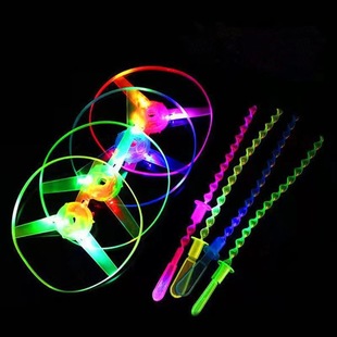Large luminous slingshot airplane toy Flying Fairy hand push pull wire flying saucer slingshot flying arrow luminous toy wholesale