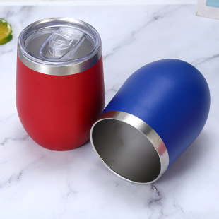 Cross-border fashion innovative personalized 12 oz egg-shaped tumbler with lid stainless steel thermos double-wall cup