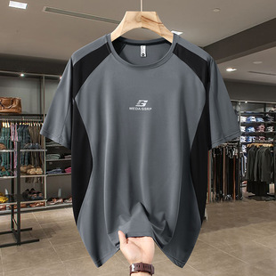 plus size Men's Oversized Short-sleeved T-shirt Summer Oversized Loose Plus Fat Printed Round Neck Quick-drying Short-sleeved 360