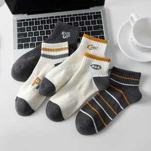 New socks men's spring and summer striped short tube men's socks horizontal men's boat socks sports thin sweat-absorbent four seasons men's socks