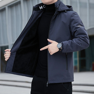 Autumn and winter fleece-lined thick coat men's 2024 new Korean fashion warm casual business jacket men's