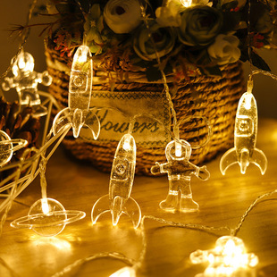 New led solar light string astronaut rocket universe burst ball battery light string creative home decoration light