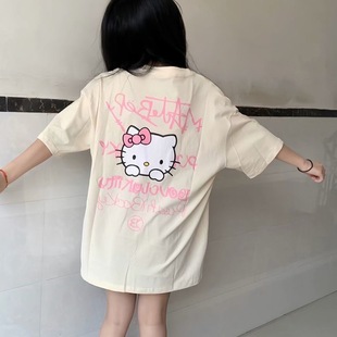 Американский прилив Hello Kitty с короткими рукавами футболка Hellokitty женский летний свободный большой размер нишевые дизайнерские топы