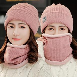 Hat Women's Winter Korean-style All-match Cycling Warm fleece-lined Thickened Cold-proof Ear Protectors Women's suit Neck Wool Cap