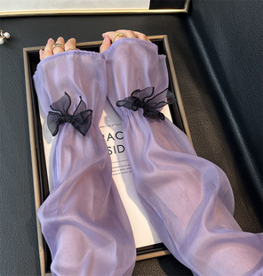 Ice Silk Sun Protection Sleeves Women's 2024 New Arrival Bow Summer Hand Sleeve Gloves Loose Fairy Style Ice Sleeve Driving