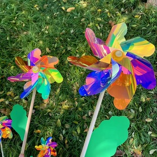 Colorful Wooden Windmill Children's Toy Kindergarten Scenic Outdoor 24CM32CM Colorful Dance Wooden Windmill