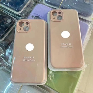 Solid Color Suitable for Apple 15 Liquid Silicone Mobile Phone Case iPhone14promax Fine Hole 13 All-inclusive Protective Cover 12