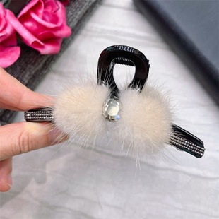 Simple Shark Clip Pontail Clip Full Grip Clip High Color Value Hair Elegant Hair Accessories Korean Style Autumn and Winter Mink Hair Grip Clip