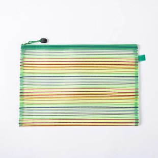 Amazon Explosions Colorful Transparent Nylon Colorful Stripe Rainbow Fabric Grid Zipper File Bag Factory Direct Supply