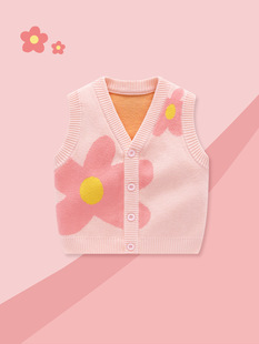Baby Vest Spring and Autumn Girl's Western-style Vest Knitted Outer Wear Vest Spring Baby's Cute Waistcoat