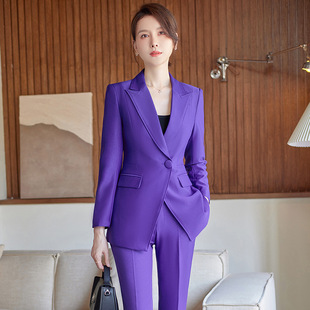 Wine Red business suit female autumn hotel manager Sales Department jewelry store front desk suit temperament overalls