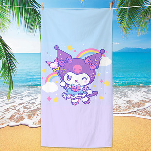 Трансграничный мультфильм Sanrio милый куроми пляжное полотенце цифровая печать микрофибры пляжное полотенце для детей