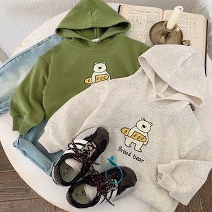 in stock foreign style children's spring hoodie men's and women's treasure gray ruffian handsome boy children's kindergarten hooded sweater tide