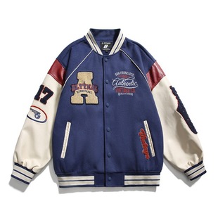 Spring and Autumn American Fashion Loose Baseball Suit Men's Couple Embroidered Vintage Jacket All-match Casual Baseball Suit Coat