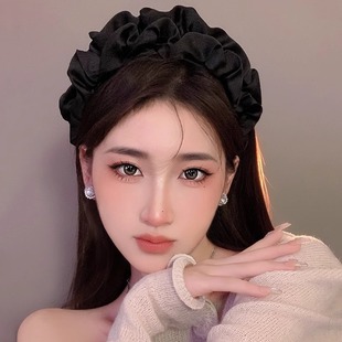 Internet-famous Hair Hoop Hair Bundle Women's High-grade High Cranial Top Daily Wearing Special for Face Washing Large Intestine Fold 2025 New Hair Accessories