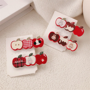 Cute Cartoon Apple All-match Hairpin Girl's Heart Duckbill Clip Broken Hair Bangs Clip Side Clip Hairpin Hair Accessories