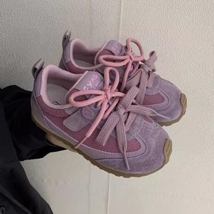 2025 Spring and Autumn Children's sneaker Pig Skin Breathable Training Shoes for Boys and Girls Soft Sole Comfortable Forrest Gump Shoes Single Shoes
