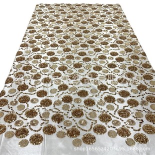 2025 New Golden Sequins Golden Rice Beads Single Bead Bead Tube Embroidery Full-width Fashion Bead Embroidered Fabric
