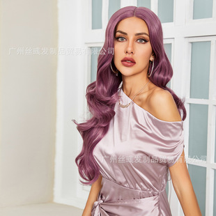 13*4.5*1T lace long curly hair front lace chemical fiber high temperature resistant silk female wig headgear wig Amazon