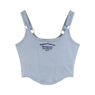 Fixed Cup Hot Stamping Letter Small Camisole Women's Inner Spice Girl Slim-fit Short Super Fire Net Infrared Wear Top