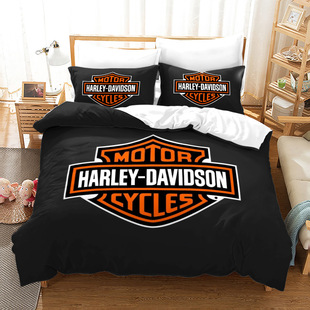 3D cross-border three-piece set Amazon AliExpress HARLRY Harley motorcycle foreign trade European and American size quilt cover
