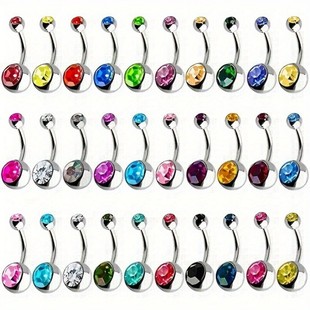 Factory mixed color European and American stainless steel pressure drill belly button nail belly button ring color belly button puncture jewelry
