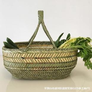 Hanging Basket Handmade Bamboo Woven Portable Large Round Household Grocery Shopping Egg Basket Fruit Storage