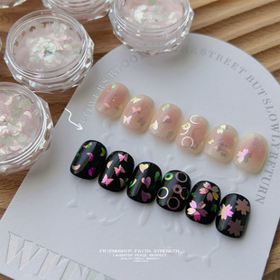 Polarized Spring Manicure Sequin Sheet Cherry Blossom Patch Love Fantasy Butterfly Star Crescent Square Nail Decoration