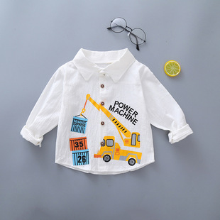 Boys' Shirt Spring and Autumn Long Sleeve Korean Style 2024 New Spring Western Style Jacket Baby Children Plaid Lining Fashion