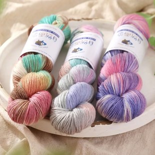 Dopamine hand-dyed wool thread 100g non-pilling close-fitting warm twist thread wool wool ball material bag