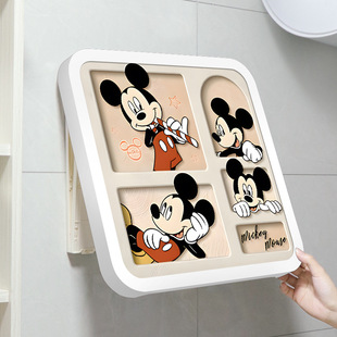 Mickey Bathroom Storage Box Bathroom Clothes Artifact Waterproof Non-Punch Wall-Mounted Folding Storage Cabinet Storage Rack