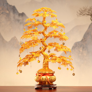 Fortune Tree Handmade Aluminum Woven Cash Tree Crafts Shop Home Decoration Creative Gift Ornaments