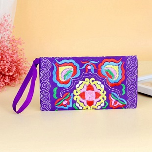 Hand Embroidered Coin Purse Ethnic Style Embroidered Color Coffee Bag Tea Bag Wallet Lightweight Hand Mobile Phone Bag
