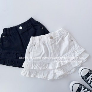 2025 New Double Layer Wave Lace Shorts A- Line Hot Girl Pants Girls Sweet All-Match Short Skirt Skirt